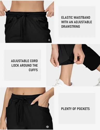 Vista 4 de MoFiz Pantalones de senderismo para mujer, ligeros, de secado rápido, con bolsillos con cremallera