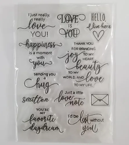 Vista 2 de NZJ Just for You Love You Miss You Happy Anniversaryn Thank You Tarjetas de sello transparentes para carpeta de relieve, manualidades, álbum