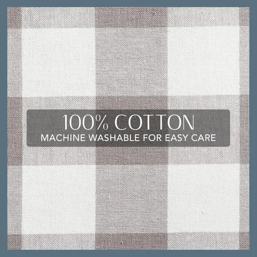 Vista 4 de Elrene Home Fashions Farmhouse Living Buffalo-Check Juego de cortinas de dos niveles para baño o cocina, 30" x 24" (Juego de 2 niveles), Gris/Blanco