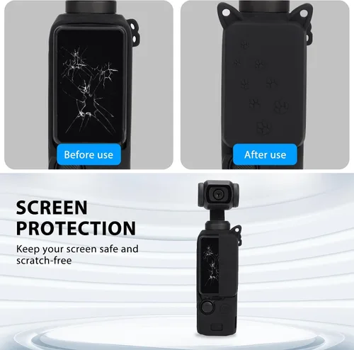 Vista 4 de Funda de silicona Pocket 3, protector de lente resistente a los arañazos, compatible con DJI OSMO Pocket 3 Creator Combo Accesorios (azul claro)