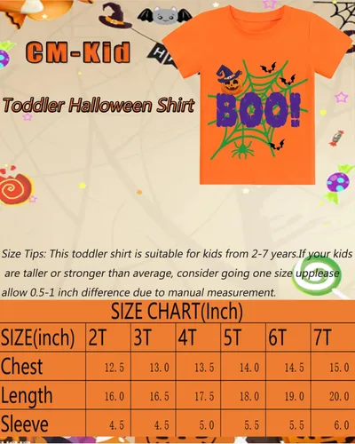 Vista 7 de CM-Kid Camiseta de manga corta de Halloween para niña pequeña Telaraña abucheo