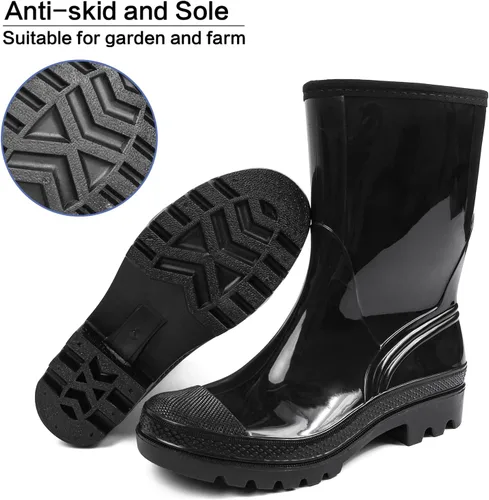 Vista 71 de DKSUKO Waterproof Womens Rain Boots insulated,Lightweight Rubber fashion Boots in Gardening,Warm and Comfortable Wide Calf Rain Boots with Glossy in