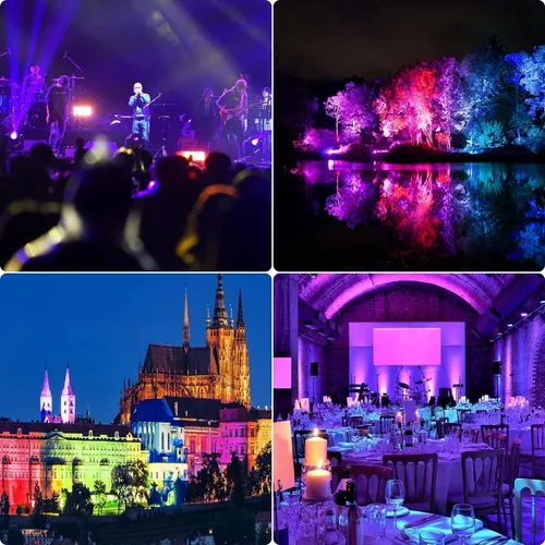 Vista 9 de MEIKEE 60W 6000LM luces de inundación RGBW, focos LED de cambio de color RGB equivalentes a 600W, luz blanca de 6500K para iluminación exterior