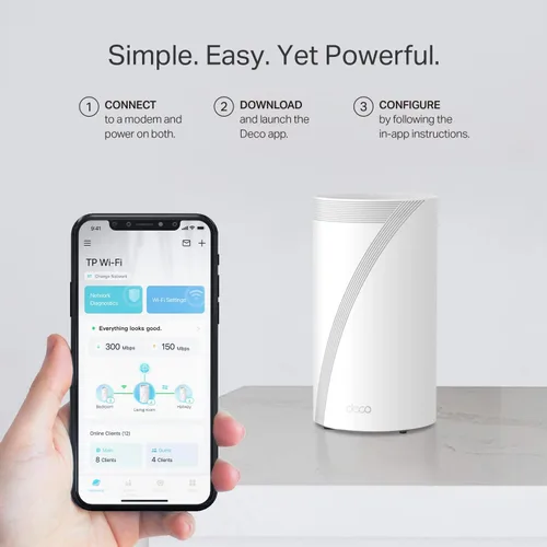 Vista 7 de TP-Link Deco 7 Elite BE85 Tri-Band WiFi 7 BE22000 Sistema de malla para todo el hogar - 2-Stream 22 Gbps, 2 puertos de 10G + 2 puertos de 2.5G