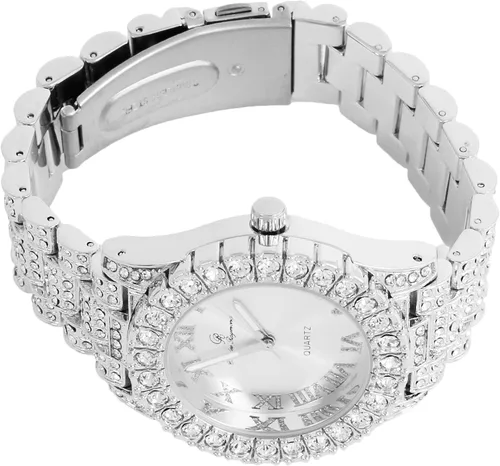 Vista 7 de Reloj de mujer con bisel grande de rocas, esfera de color con números romanos, totalmente cubierto en cristales - ST10327LA