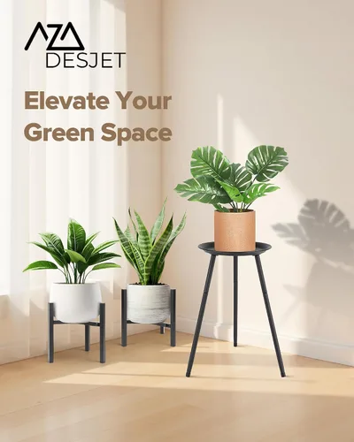 Vista 8 de Soporte alto para plantas de interior, soportes de metal para plantas de interior de mediados de siglo, mesa de altura ajustable para macetas