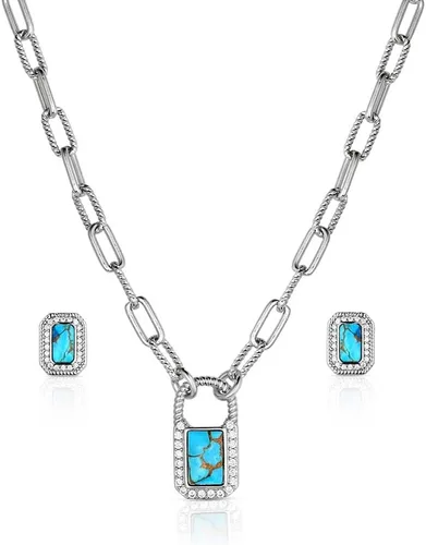 Vista 17 de Montana Silversmiths Conjunto de joyería de estilo occidental con turquesa elaborada a mano: aretes y collar