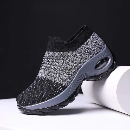 Vista 5 de Zapatos deportivos para caminar de malla para mujer, diseño moderno con cámara de aire, sin cordones, zapatos para bailar jazz, zapatos de baile