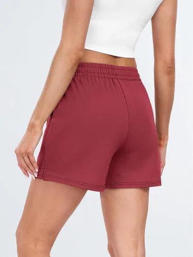 Vista 10 de AUTOMET Pantalones cortos deportivos para mujer, estilo casual, con cordón, cómodos, elásticos, de cintura alta, con bolsillos