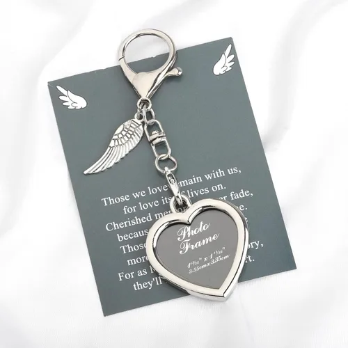 Vista 6 de Llavero con marco conmemorativo, regalos de condolencias por la pérdida de un ser querido, regalo de recuerdo, llavero con alas de ángel