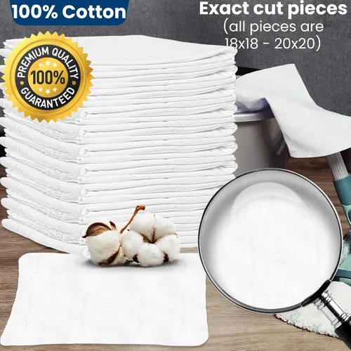 Vista 2 de Nabob Wipers Trapos Nuevos Sin Pelusa 100% Algodón Trapos de Limpieza, Material de Tela Suave de Camiseta para Hierro Fundido, Teñido de Madera