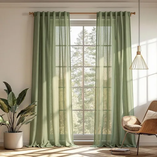 Vista 14 de MYSKY HOME Cortinas naturales de puerta francesa para ventana de puerta, 40 pulgadas de largo, cortas, semitransparentes, filtrantes de luz