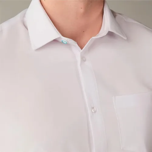 Vista 5 de &COLLAR Camisa de vestir de manga corta para hombre de alto rendimiento y ajuste atlético