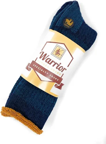 Vista 2 de WARRIOR ALPACA SOCKS - Calcetines de alpaca resistentes con forro de rizo, Carbón Azul Marino Crew