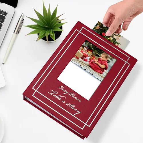 Vista 3 de Álbum de fotos de 4 x 6 pulgadas (10 x 15 cm) con 50 fotos, cubierta de cuero, álbum de fotos para bodas, gran capacidad, libro de imágenes