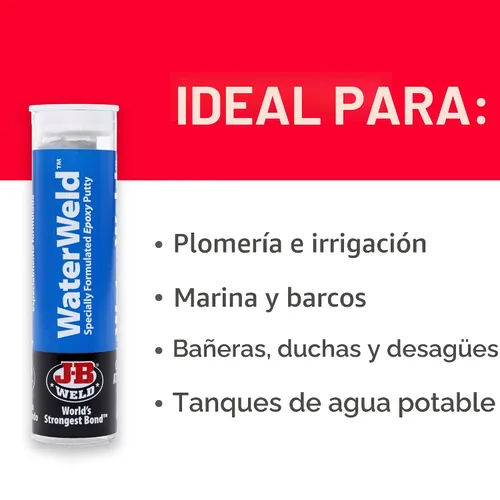 Vista 3 de J-B Weld 8277 2-Oz. Masilla Epoxi Waterweld Auto, 0, 2 onza, Blancuzco