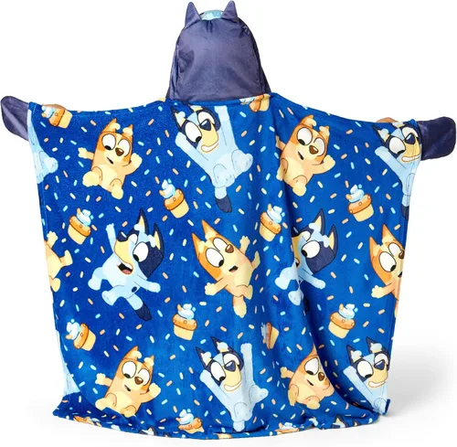 Vista 2 de Northwest BBC Studios Bluey Throw Blanket, Wearable Hooded 3D Sculpted Silk Touch Throw, 40"x50" Bouncy About