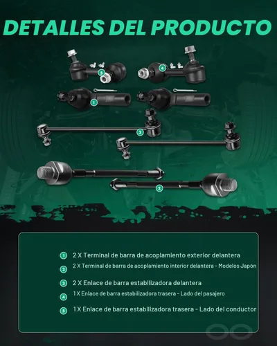 Vista 3 de scitoo 8pc delantero y trasero Sway Bar Links interior exterior corbata Rod Ends completo para HONDA CR-V 2007 2008 2009 2010 2011