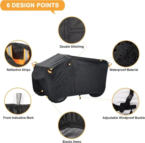Vista 4 de Cubierta resistente para ATV 600D Oxford impermeable, protección UV para 4 ruedas/quad, protección para todo tipo de clima al aire libre