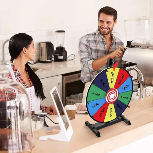 Vista 2 de Rueda giratoria de premios de 12 pulgadas, 10 ranuras de mesa, rueda de ruleta base resistente para carnaval, feria, ganar juegos de Fortune Spin
