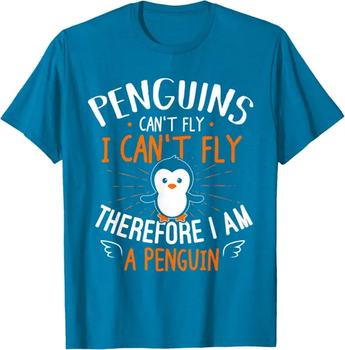 Vista 10 de Penguins Can't Fly Shirt - Camiseta de regalo para amantes de los pingüinos, Azul Azul Marino