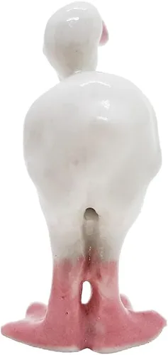 Vista 8 de WitnyStore Pequeña figura de pájaro flamenco de pie rosa y blanco de 1 pulgada de alto, hecha a mano, pájaros de cerámica, animales coloridos