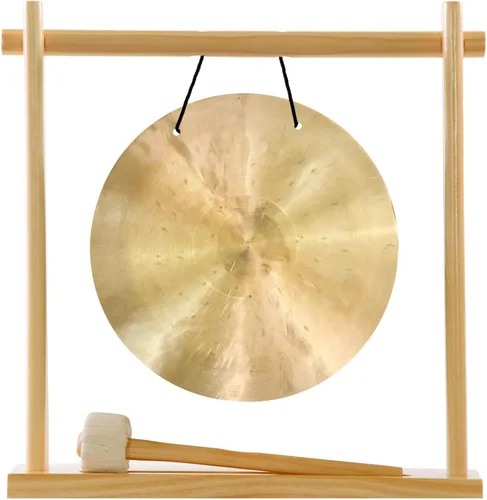 Vista 4 de 8" to 10" Gongs on My Little Pagoda Gong Stand Includes Stand, Mallet, & Your Choice of Gong/Perfect Desktop Gong/Sound Healing & Meditation/Bronze