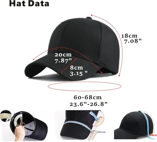 Vista 8 de Gorra de béisbol de gran tamaño XXL para hombres, sombreros de cabeza grande, sombrero de papá ajustable de 23.6 a 26.8 pulgadas