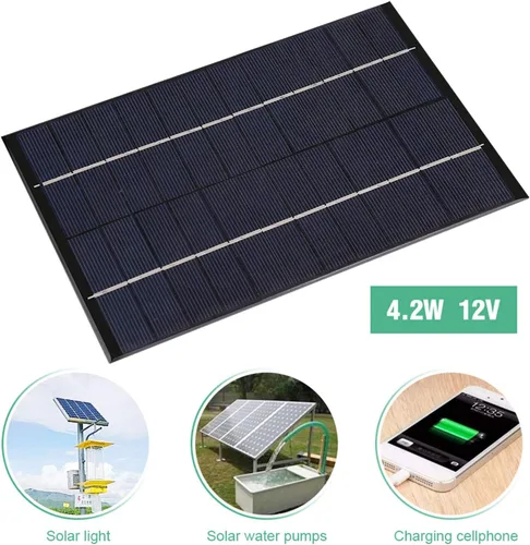 Vista 2 de Eujgoov Mini panel solar portátil, módulo de panel solar policristalino 12 V 4.2 W de alta eficiencia DIY polisilicio módulo de energía de batería