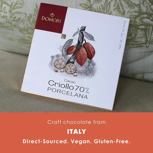 Vista 3 de Domori Porcelana 70% chocolate negro paquete de 3 – Chocolate italiano – grano a barra, de origen directo – Sin gluten, vegano – Paquete