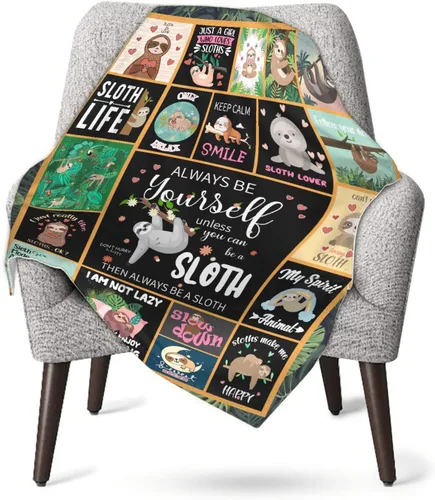 Vista 8 de Linda manta de perezoso, regalos lindos de perezosos para niñas, niños y mujeres, decoración de animales de peluche de perezoso, manta ligera