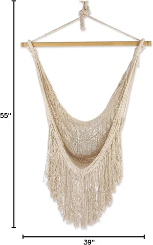 Vista 7 de Novica Sea Breezes in Ivory Cotton Hamaca Swing