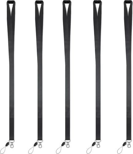 Vista 2 de Cordones de identificación negros para portatarjetas de identificación, cordones negros de seguridad para llaves, mujeres, hombres, cordón