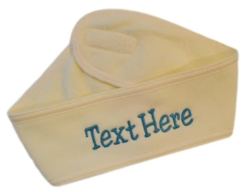 Vista 6 de Funny Girl Designs Diadema de spa personalizada bordada con texto personalizado de tu elección (negro)