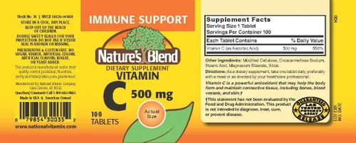 Vista 2 de Nature's Blend Vitamina C 500 mg 100 Comprimidos