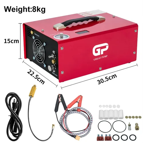Vista 8 de TUXING Compresor de aire PCP, 4500Psi/30Mpa/300Bar compresor de pistola de aire portátil pequeño sin aceite, rifle PCP de alta presión, pistola