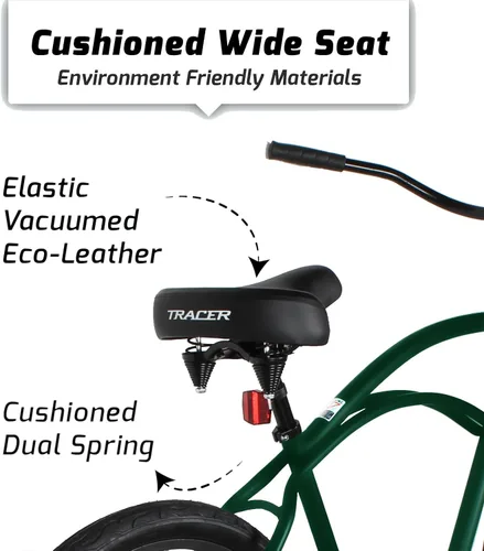 Vista 6 de Tracer Bicicleta de crucero de playa para adultos, ruedas de 26 pulgadas, freno de montaña de una sola velocidad, bicicleta doble para mujeres, M&F