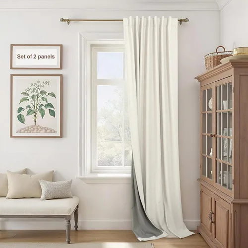Vista 33 de Pitalk Cortinas cortas 100% opacas de lino para cafetería, 40 pulgadas de largo, 2 paneles, cortinas de puerta francesa para ventana, cortina