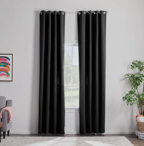 Vista 20 de Linenspa Juego de 2 paneles de cortinas opacas 85% - Cortinas negras de 84 pulgadas de largo, aislamiento térmico, reducción de ruido, esenciales