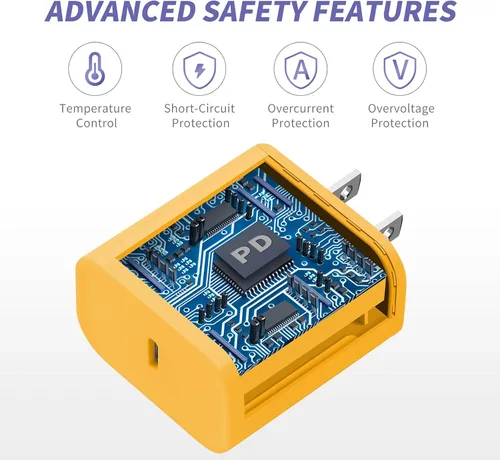 Vista 3 de Cargador de iPhone de carga rápida, [certificado MFi] Paquete de 20 W tipo C bloque de carga rápida con [10 pies y 6 pies] USB C a cable Lightning