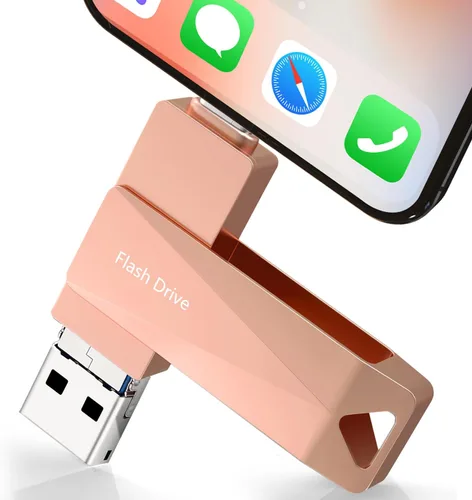 Vista 10 de Memoria USB Qainerly de 512 GB para teléfono, todos los modelos, almacenamiento de transferencia de diseño 4 en 1, iPad/PC/Android