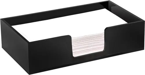 Vista 8 de Servilletero acrílico para toallas de invitados, bandeja de almacenamiento de toallas de mano de papel de baño negro, soporte de toalla de papel