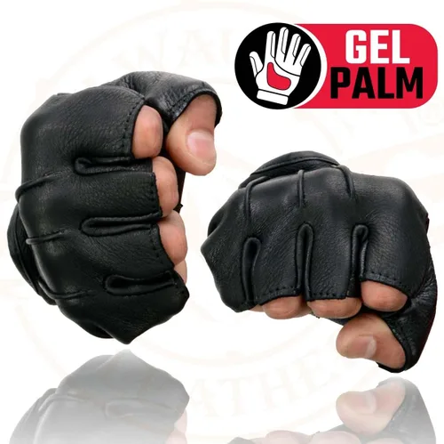 Vista 7 de Guantes sin dedos de piel de ciervo para hombre