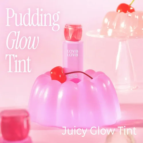 Vista 2 de LOVB LOVB Pudding Glow - Tinte de labios coreano, 0.14 onzas, 01 RED BERRY 01 Baya roja