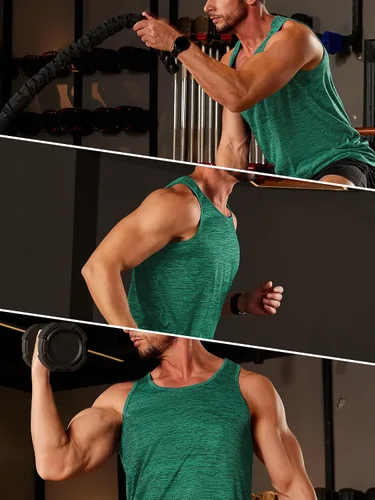 Vista 3 de TACVASEN Camisetas sin mangas para hombre, de secado rápido, sin mangas, para entrenamiento, musculación, fisicoculturismo, gimnasio, rendimiento