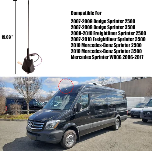 Vista 3 de Antena de radio montada en el techo del coche compatible con Benz Sprinter W906 2007-10 Dodge Freightliner Sprinter A9068200475 2006-17