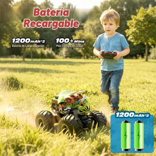 Vista 3 de Monster Truck Toys, coche de control remoto 1:16 con luz y música Verde