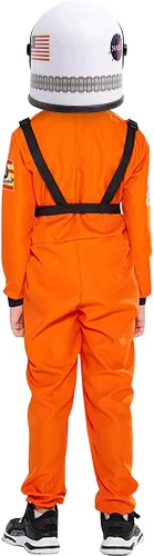 Vista 4 de eccbox Disfraz de astronauta para niños, traje espacial para juegos de rol, con casco de visera móvil
