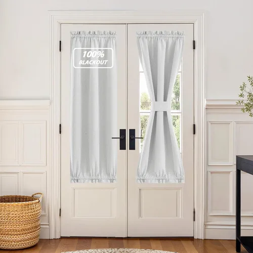 Vista 146 de NICETOWN Cortinas de Lino para Puerta Lateral - Cortinas Opacas con Aislamiento Térmico para Puerta Delantera Francesa para Sombra Pequeña