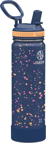 Vista 18 de Takeya Actives - Botella de agua con tapa con popote, duradera y de fácil cuidado, con aislamiento de acero inoxidable, tapa sin BPA con asa